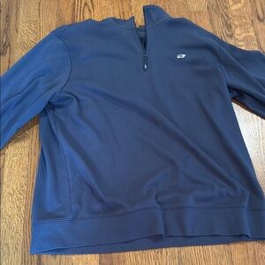 Vineyard Vines Blue Zip Up Sweater with Stand-Up Collar